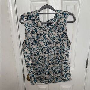 Worthington Floral Tank Top - Teal and Cream